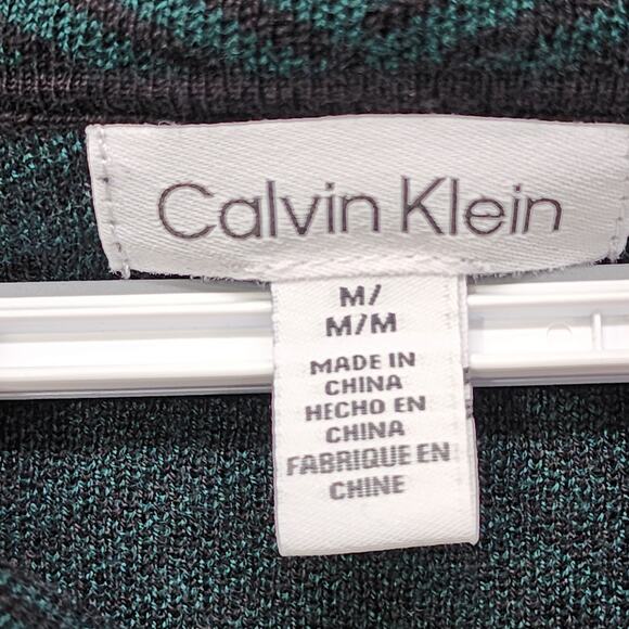 Calvin Klein Sweater Womens M Green Black Zig Zag Cowl Neck Pullover Casual Cozy - Picture 5 of 11